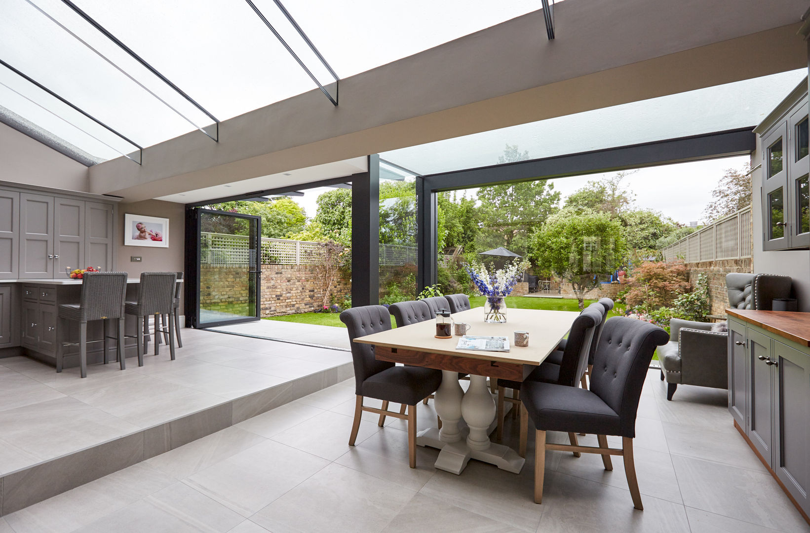 Internal photo Trombe Ltd Modern kitchen dining,glazing,extention,canopy,sliding doors