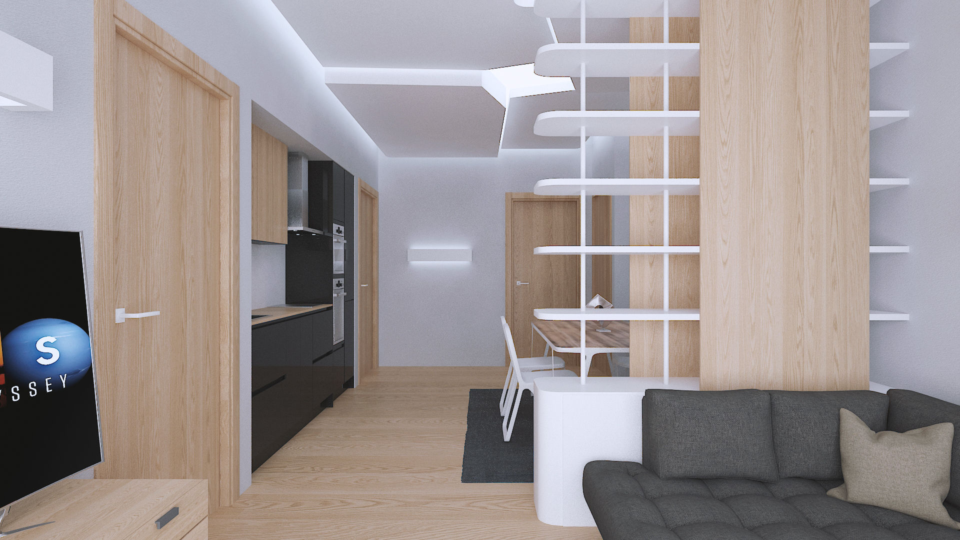 Interior Design Projects!, Bledi Skora Design Bledi Skora Design ห้องนั่งเล่น ชั้นวางทีวีและตู้วางทีวี