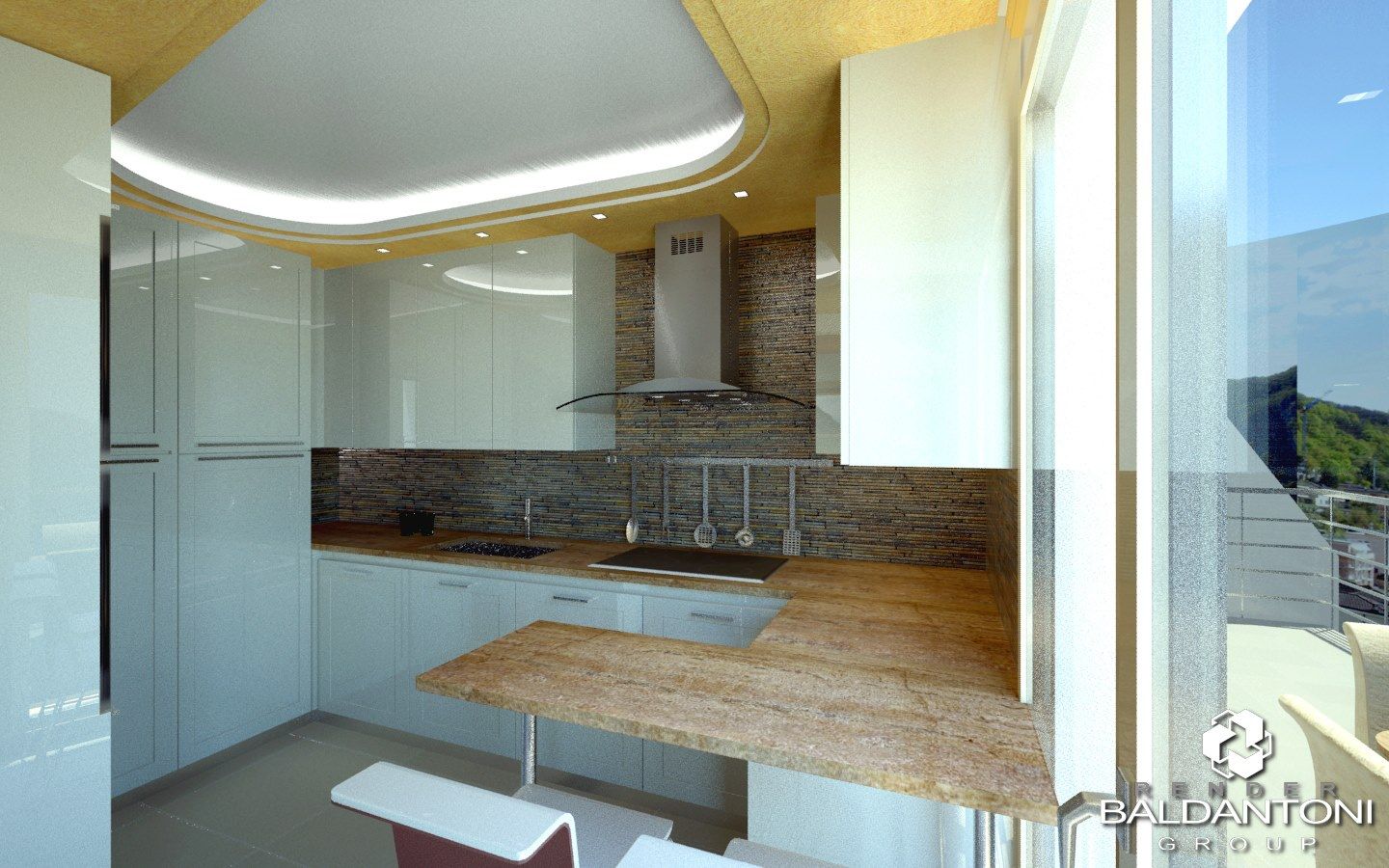 Attico 128_A - Progetto appartamento in vendita a Campione d'Italia sul Lago di Lugano (Svizzera), Baldantoni Group Baldantoni Group Modern kitchen