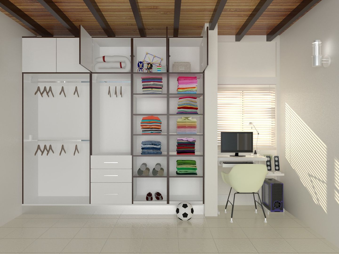 homify غرفة الاطفال خشب متين Multicolored Wardrobes & closets