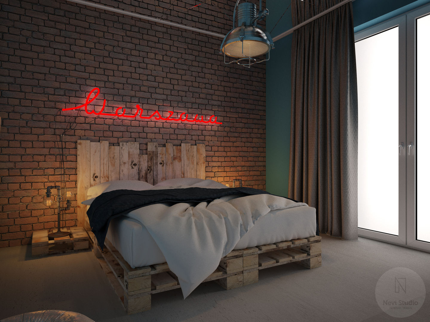 homify Kamar Tidur Gaya Industrial Batu Bata