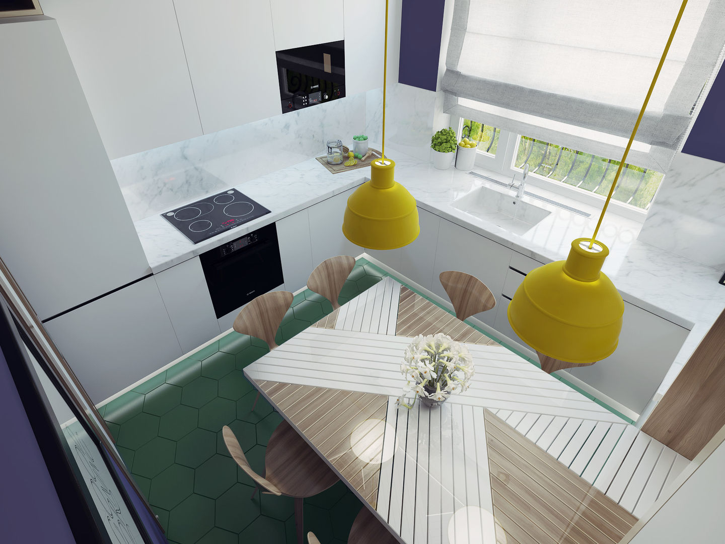 Small kitchen interior design, Ksenia Konovalova Design Ksenia Konovalova Design Nowoczesna kuchnia Drewno O efekcie drewna