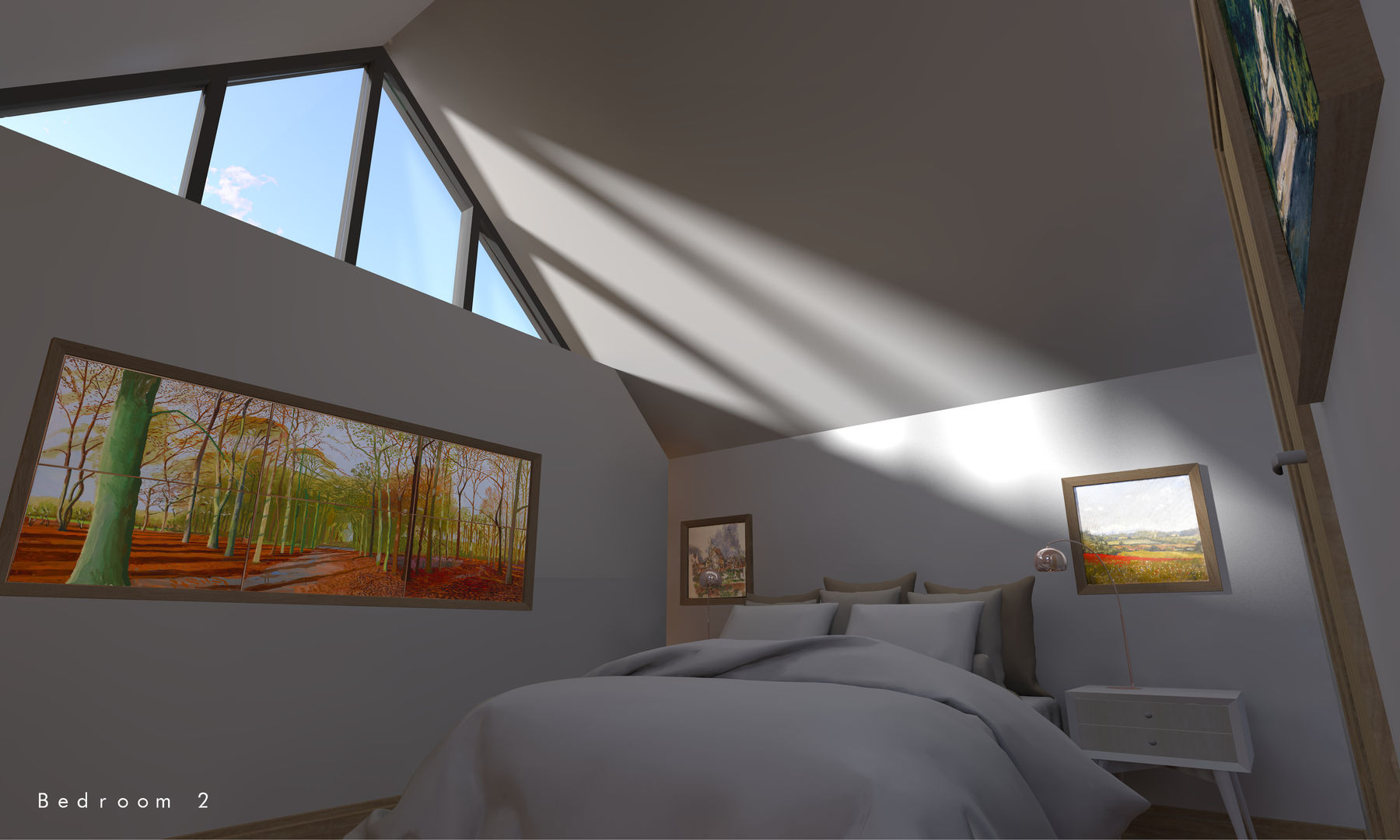 The first floor guest bedroom with feature gable window Samuel Kendall Associates Limited