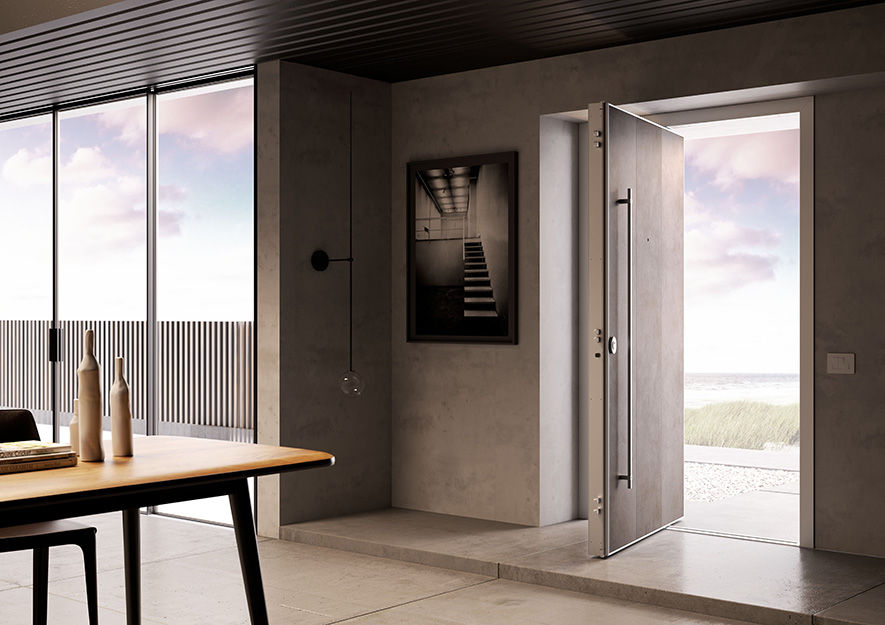 The pivot security door which combines design and safety even in case of wide openings. Di.Bi. Modern style doors Doors