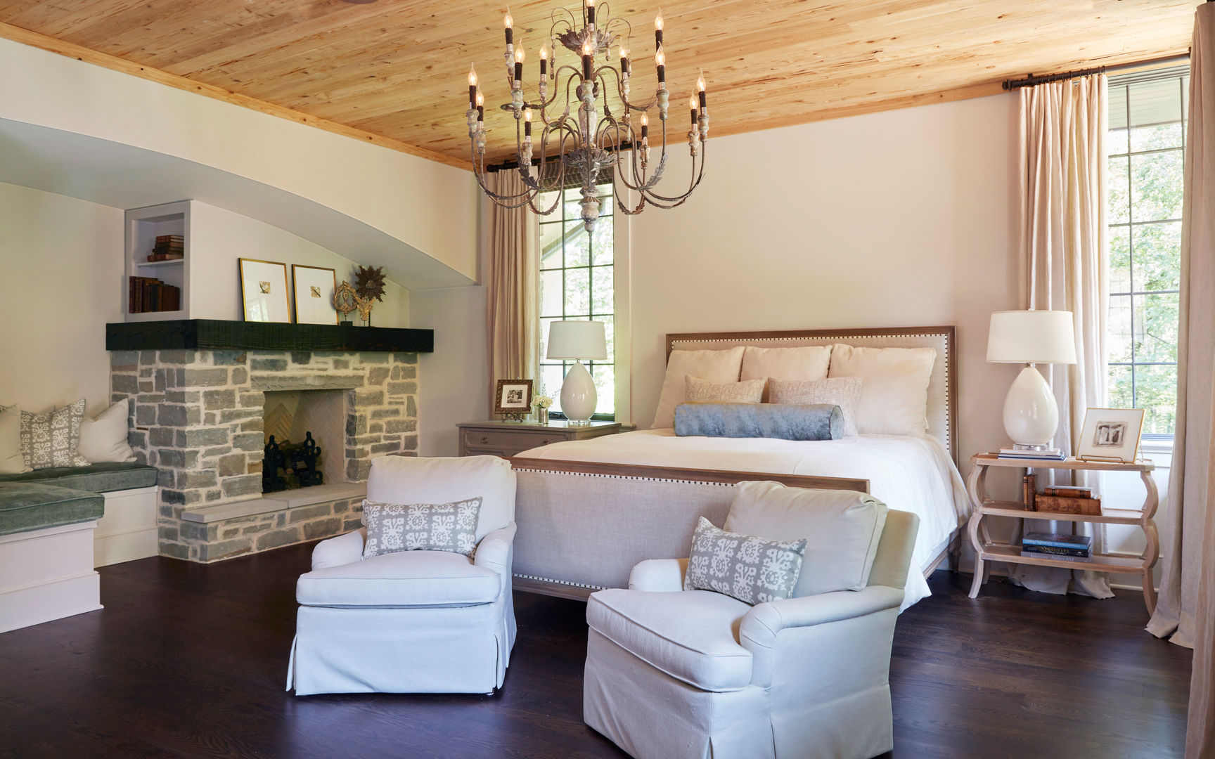 French Normandy Indian Springs Home, Christopher Architecture & Interiors Christopher Architecture & Interiors Bedroom