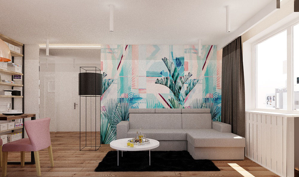 Projekt mieszkania 55m2 w Poznaniu, Ale design Grzegorz Grzywacz Ale design Grzegorz Grzywacz Modern living room