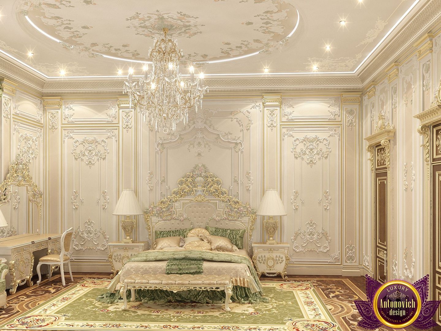 Sumptuous bedroom design of Katrina Antonovich, Luxury Antonovich Design Luxury Antonovich Design クラシカルスタイルの 寝室