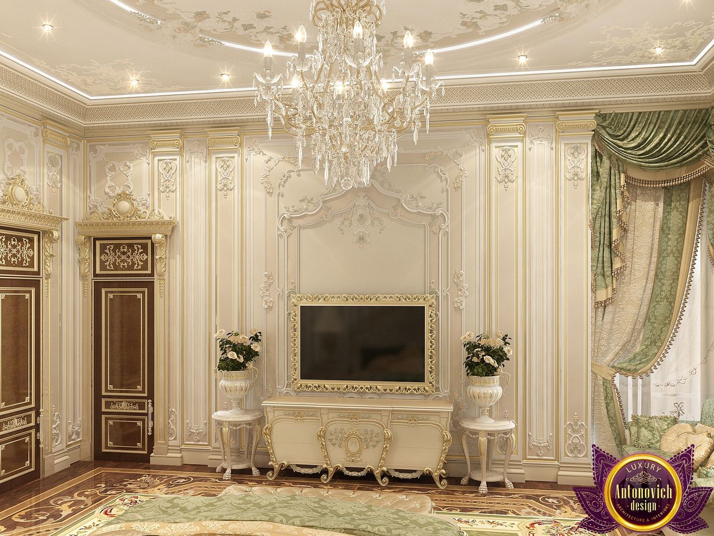 Sumptuous bedroom design of Katrina Antonovich, Luxury Antonovich Design Luxury Antonovich Design Klasyczna sypialnia