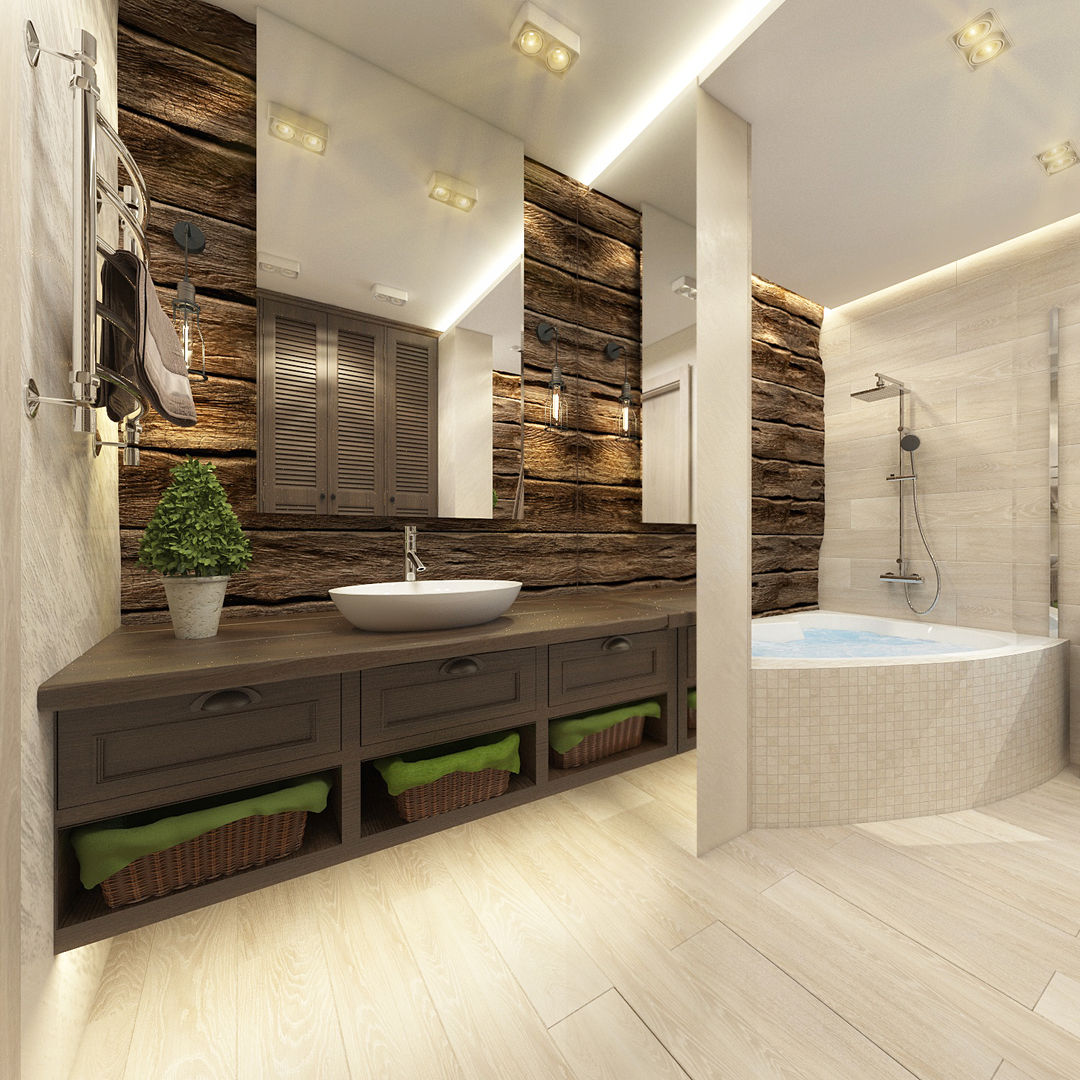 Современное шале, decoroom decoroom Rustic style bathroom Wood Wood effect