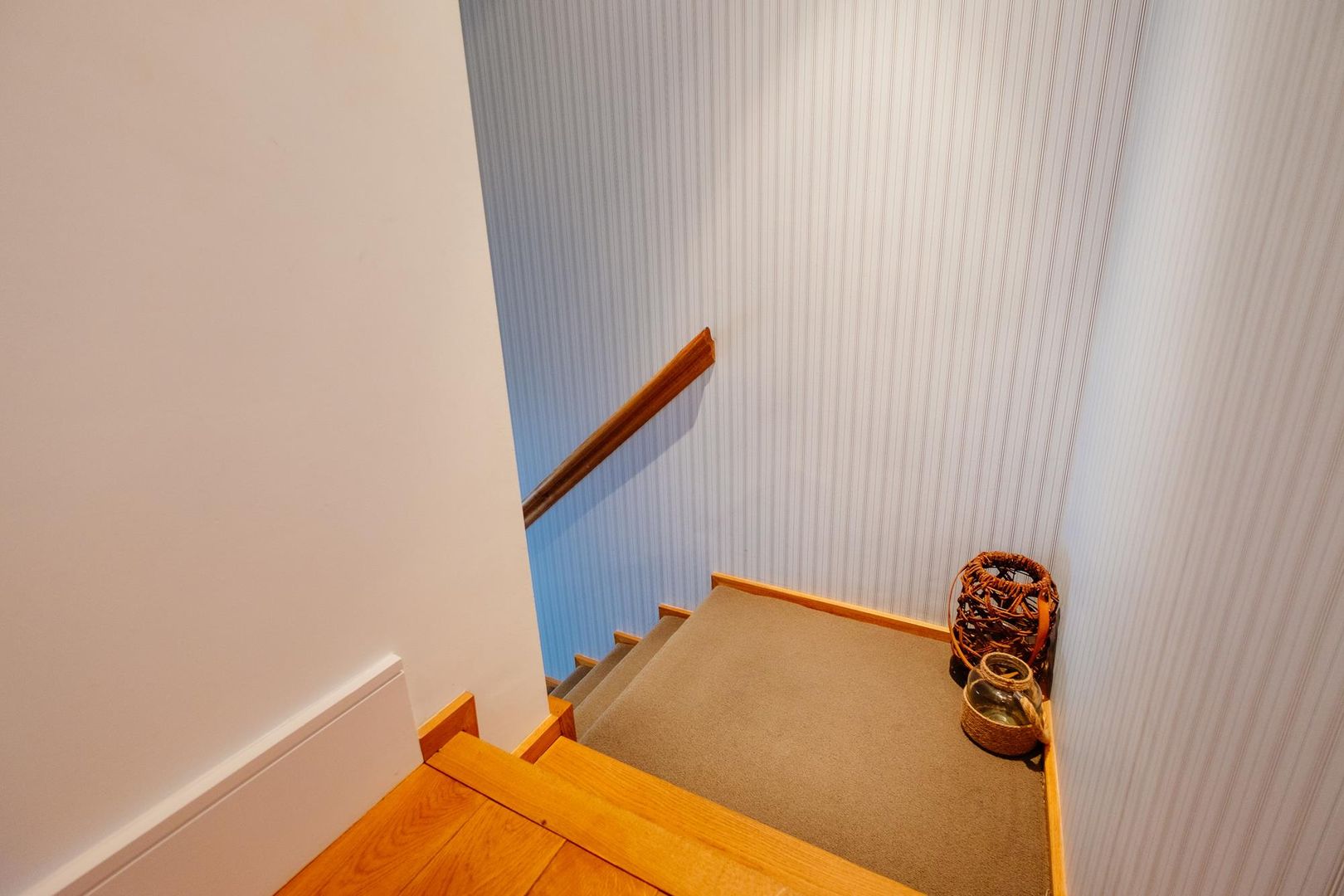 homify Eclectic corridor, hallway & stairs hallway,stairs,wooden,wallpaper,holiday home