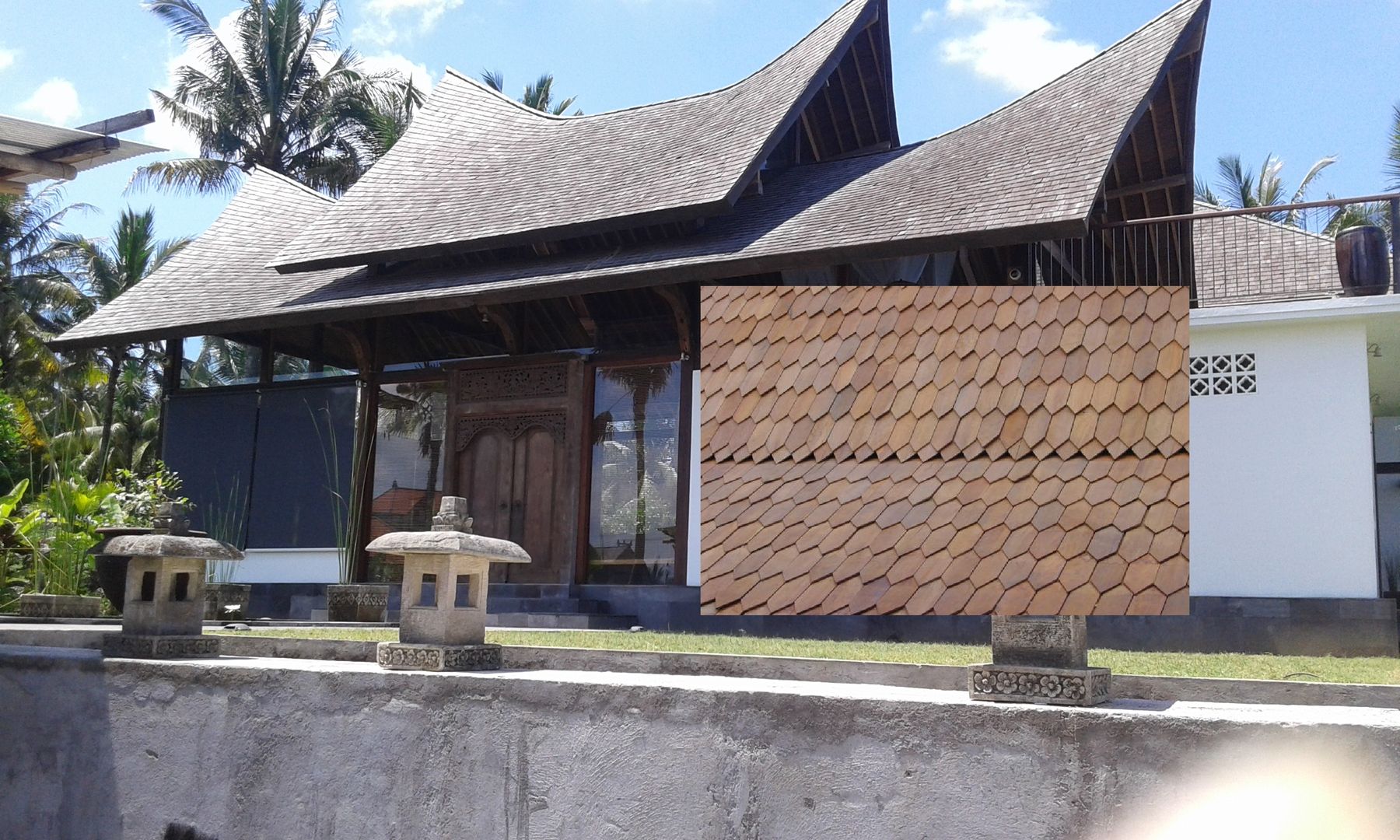 teja de madera de teca , comprar en bali comprar en bali 商業空間 木 木目調 ホテル