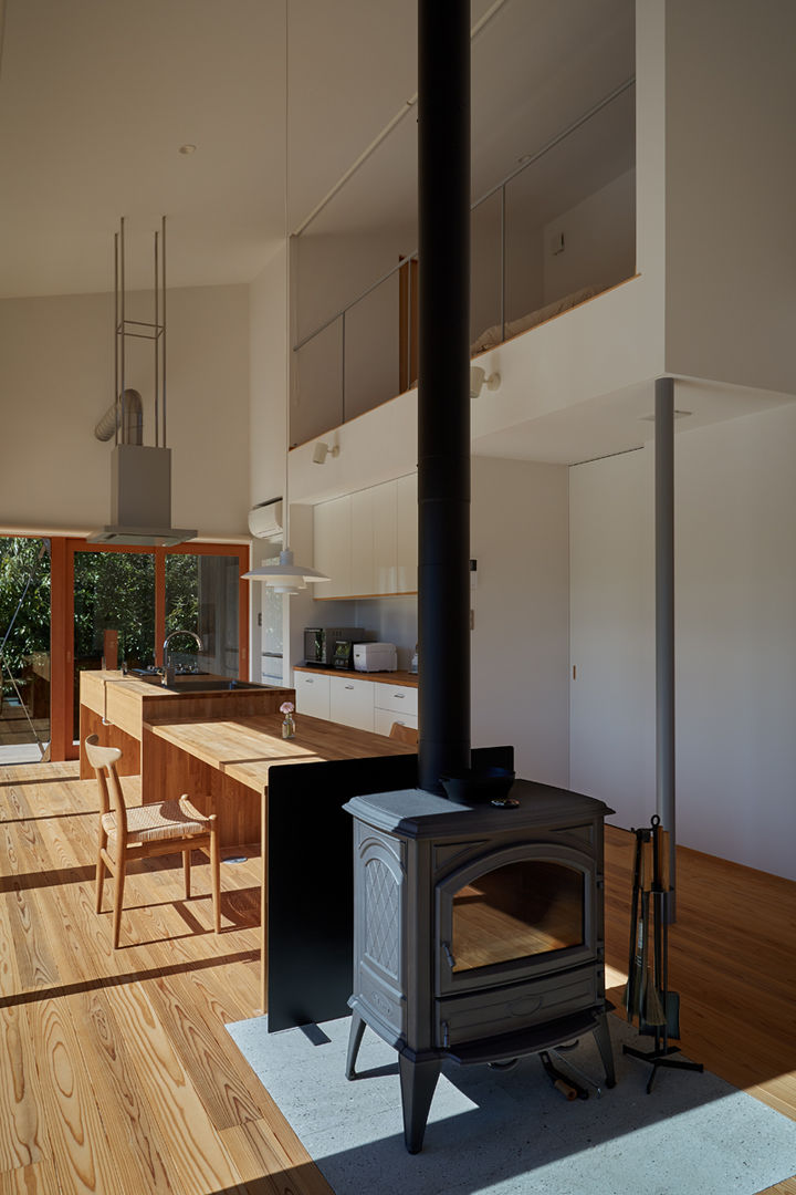 湖沼に建つ家, toki Architect design office toki Architect design office Modern dining room Wood Wood effect