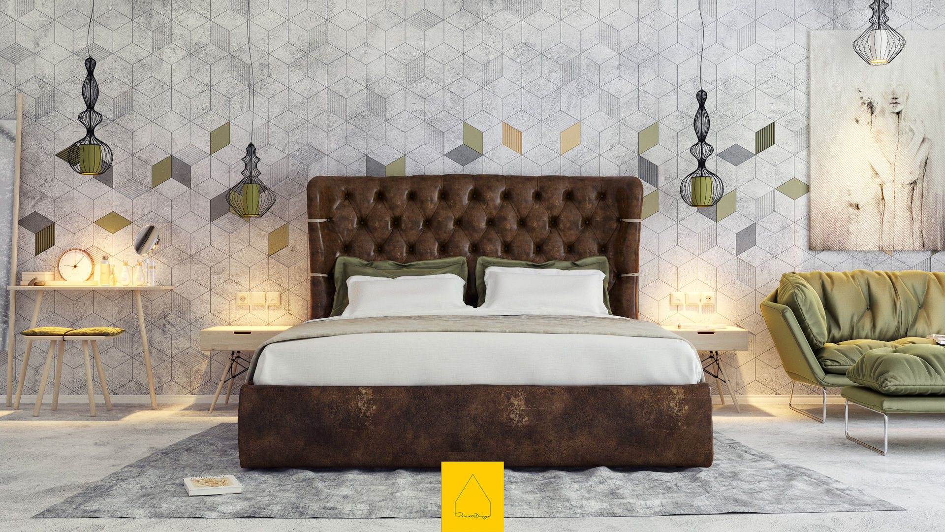 Bedroom No.5, Penintdesign İç Mimarlık Penintdesign İç Mimarlık ห้องนอน เตียงนอนและหัวเตียง