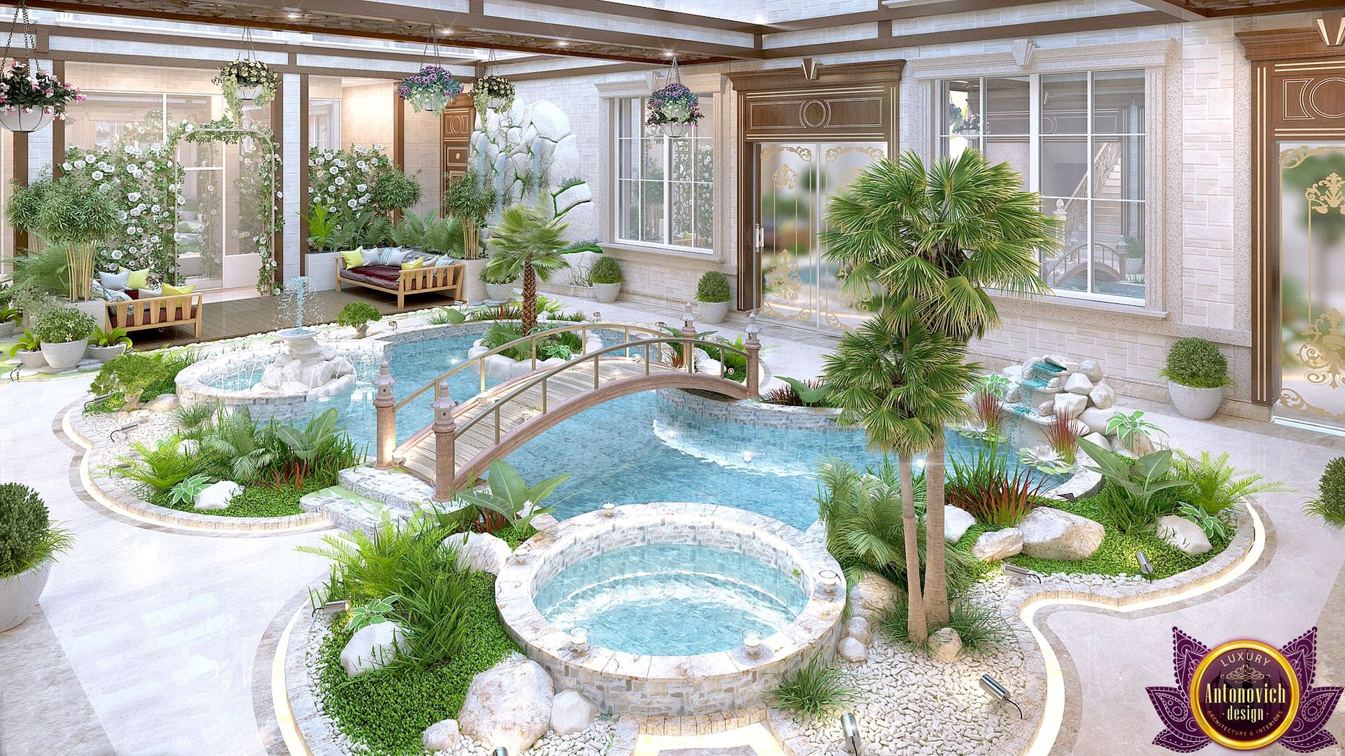 Interior the swimming pool of Katrina Antonovich, Luxury Antonovich Design Luxury Antonovich Design مسبح