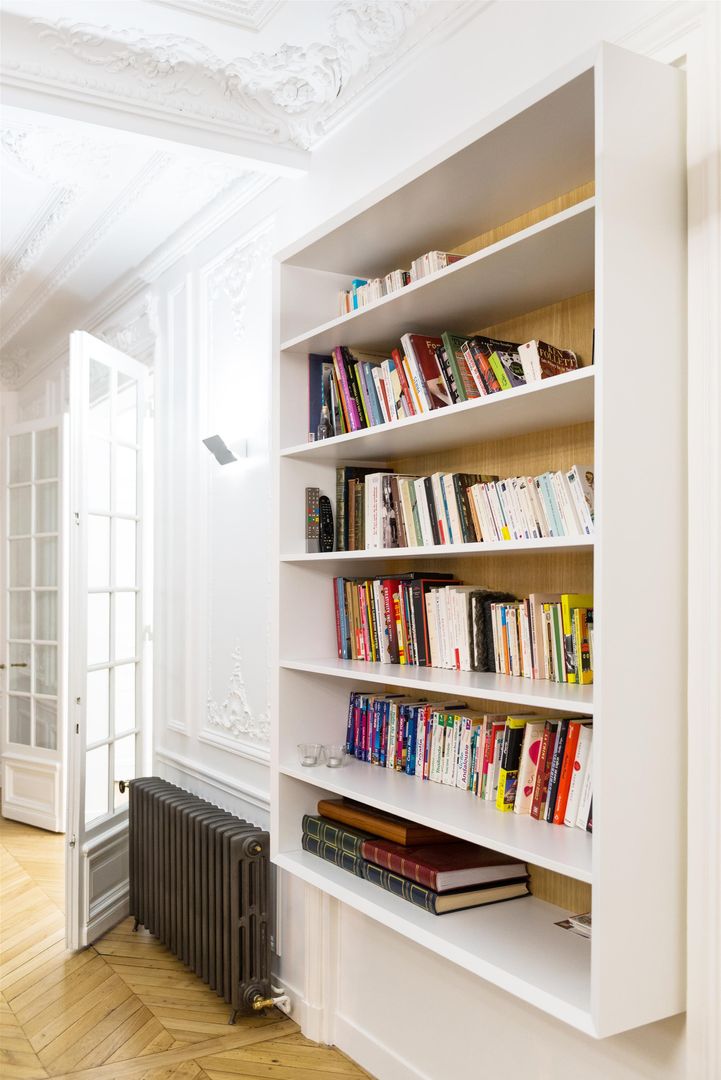 Autour d'une cuisine Dînatoire, ATELIER FB ATELIER FB Modern living room Shelves