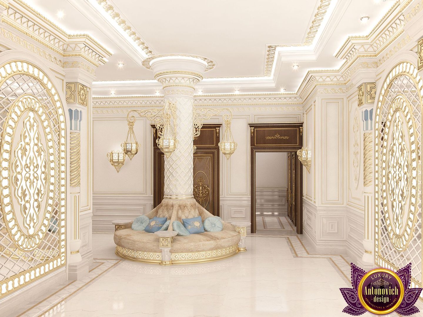 House design of Katrina Antonovich, Luxury Antonovich Design Luxury Antonovich Design Classic style corridor, hallway and stairs