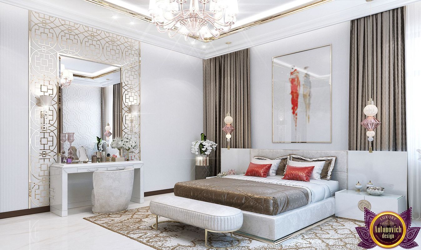 Modern bedroom design of Katrina Antonovich, Luxury Antonovich Design Luxury Antonovich Design غرفة نوم