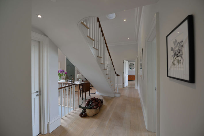 House refurbishment and extensions BBM Sustainable Design Limited Modern corridor, hallway & stairs