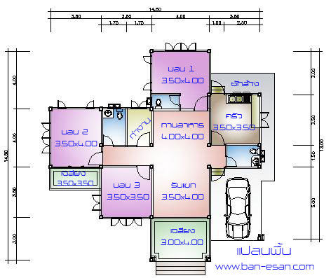 แบบบ้านชั้นเดียว 3 ห้องนอน, บ้านอีสาน บ้านอีสาน