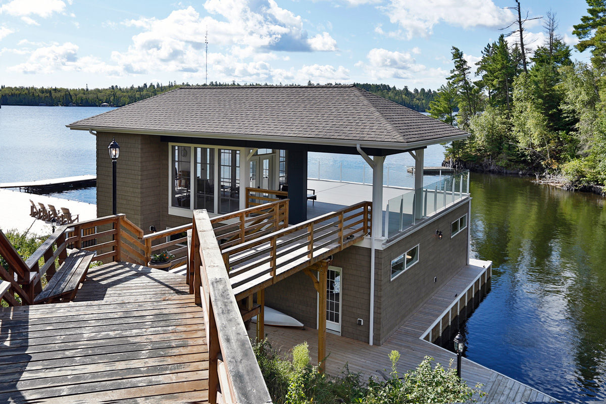 Lake of the woods Boat house Unit 7 Architecture Modern houses Water,Cloud,Sky,Plant,Lake,Wood,Tree,Building,Cottage,Window