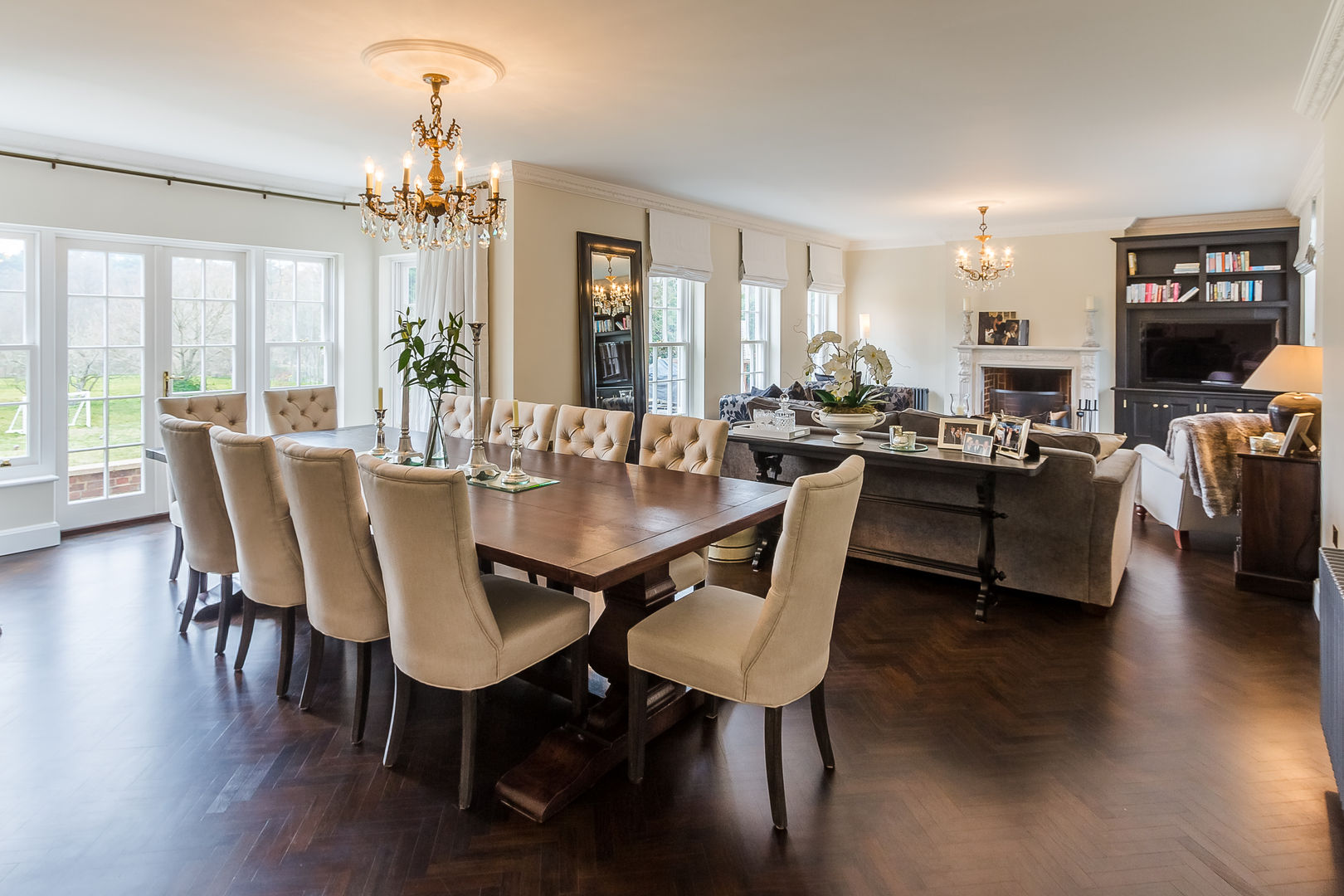 Luxury Finished Family Room homify Klassieke woonkamers living room,dining room,luxury,dining table,dark wood