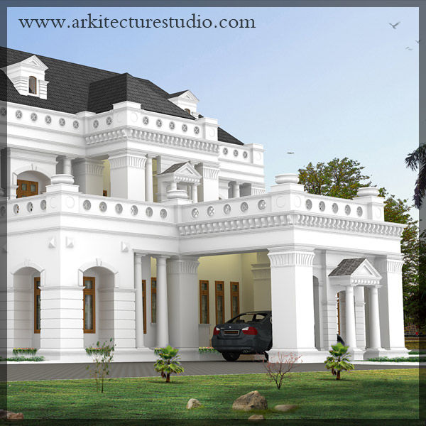 colonial style luxury indian home design _leading Architects in kerala _Arkitecture Studio, Arkitecture studio,Architects,Interior designers,Calicut,Kerala india Arkitecture studio,Architects,Interior designers,Calicut,Kerala india Casas coloniales