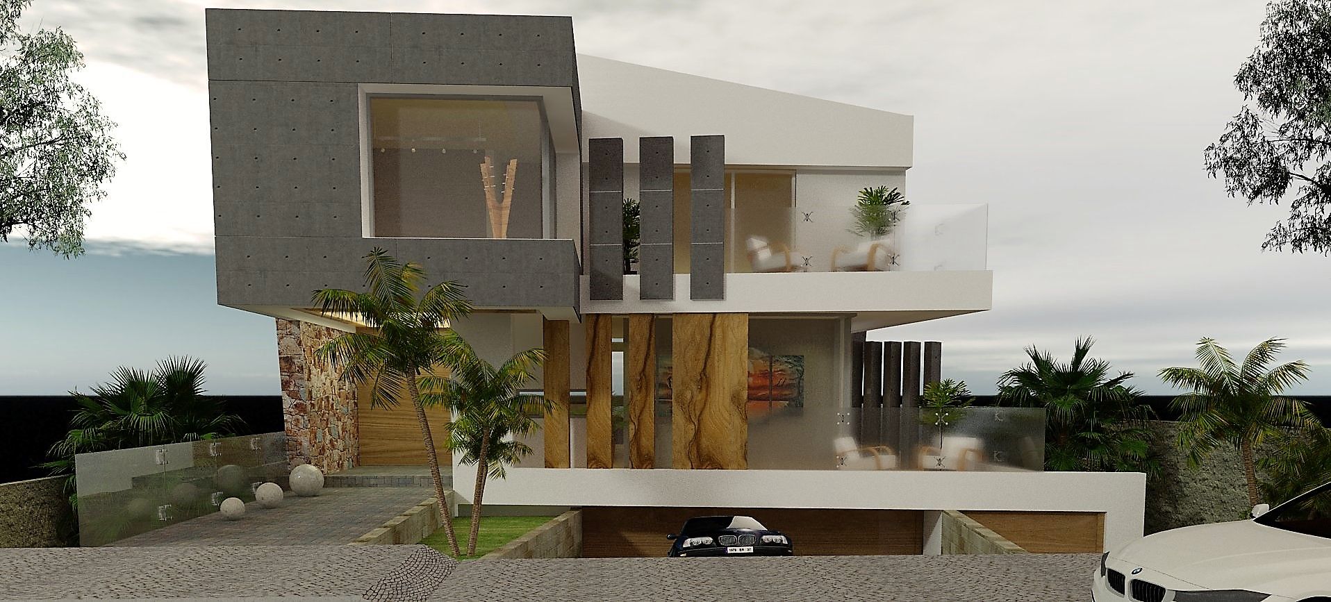 Estudio de Texturas - Visualización de proyecto CASTELLINO ARQUITECTOS (+) Casas modernas: Ideas, imágenes y decoración Hormigón fachada