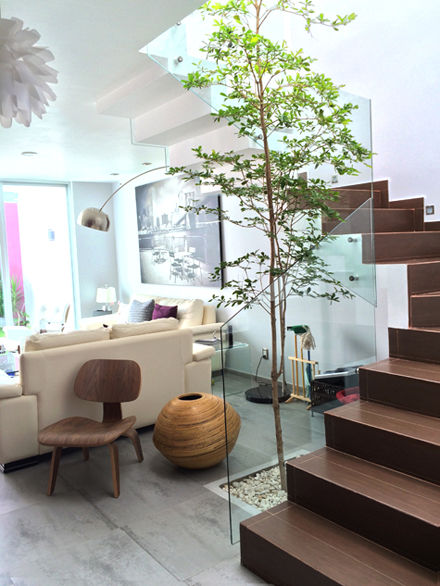Privada Paraíso Base-Arquitectura Pasillos, vestíbulos y escaleras de estilo minimalista