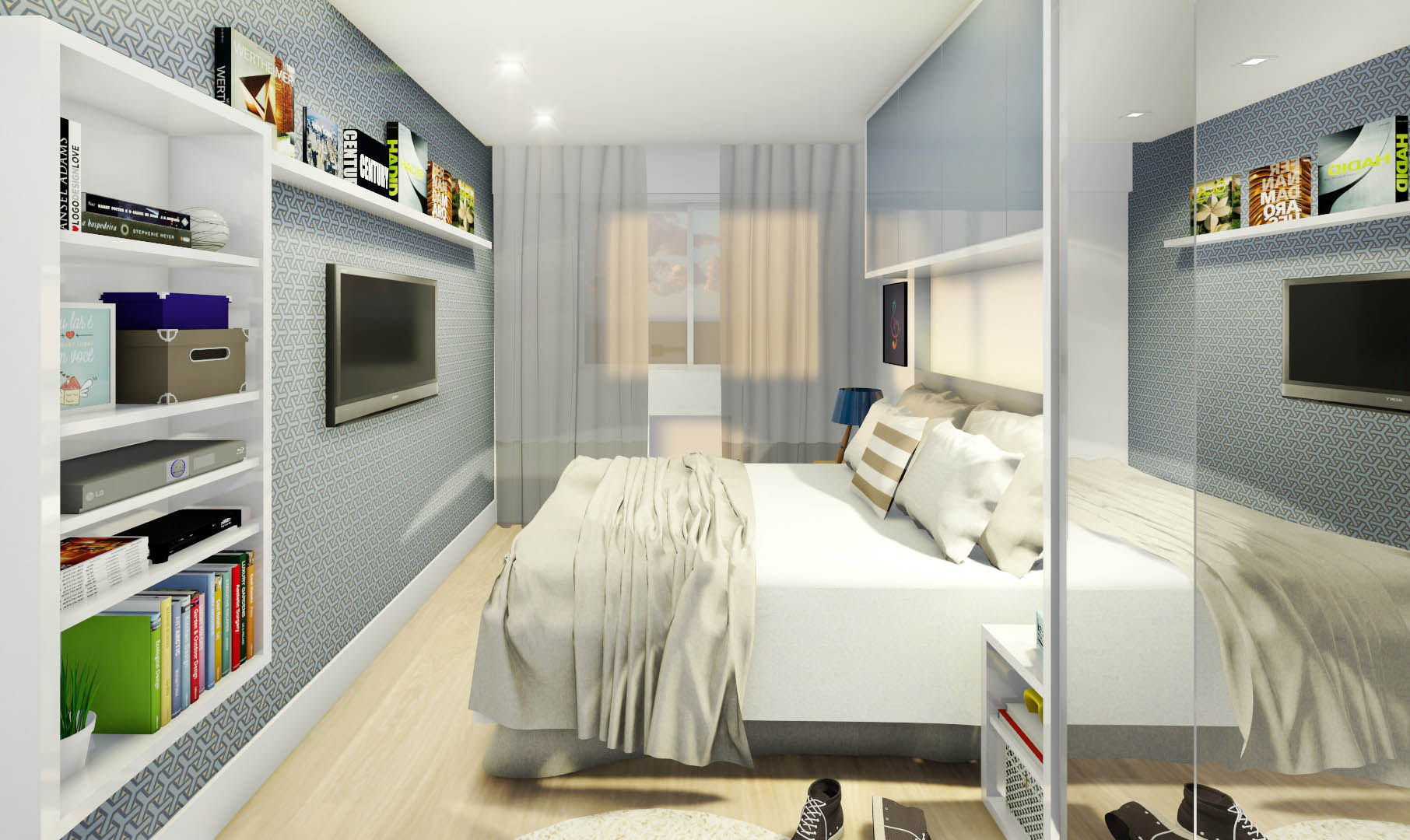 Estudo para apartamento na Barra da Tijuca, JS Interiores JS Interiores Modern Bedroom