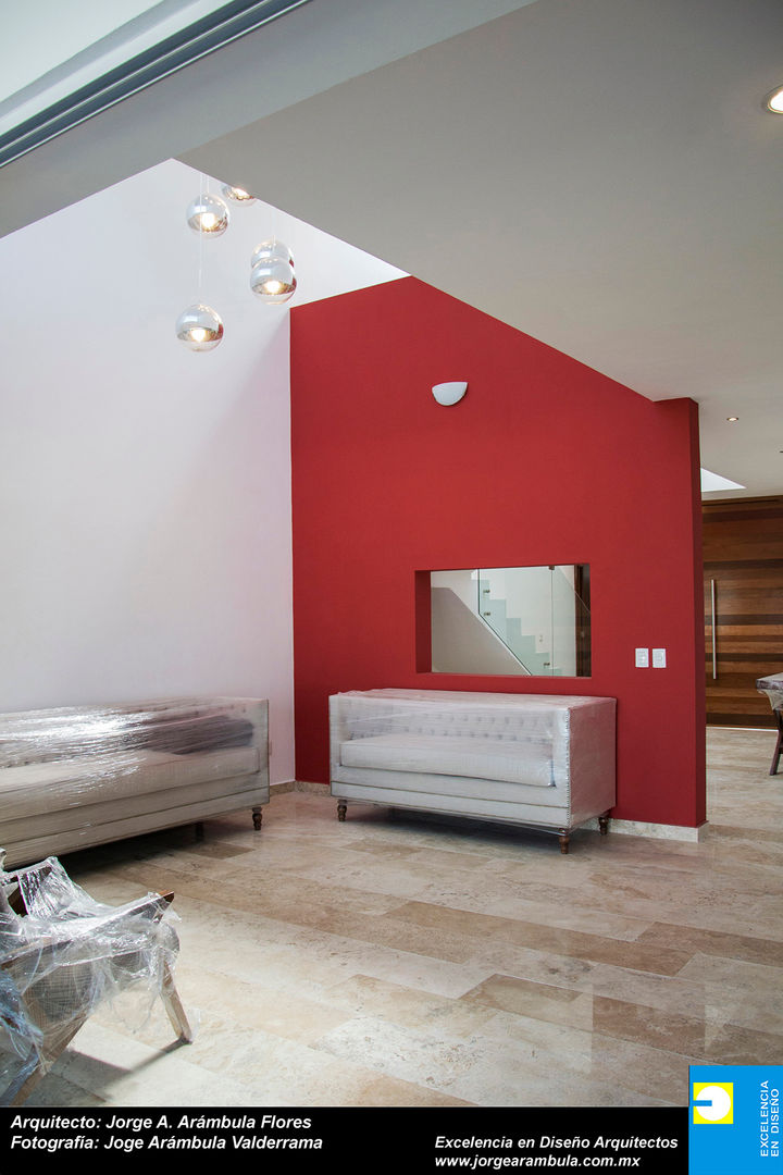 RESIDENCIA GACO, Excelencia en Diseño Excelencia en Diseño Salas de estar minimalistas Tijolo