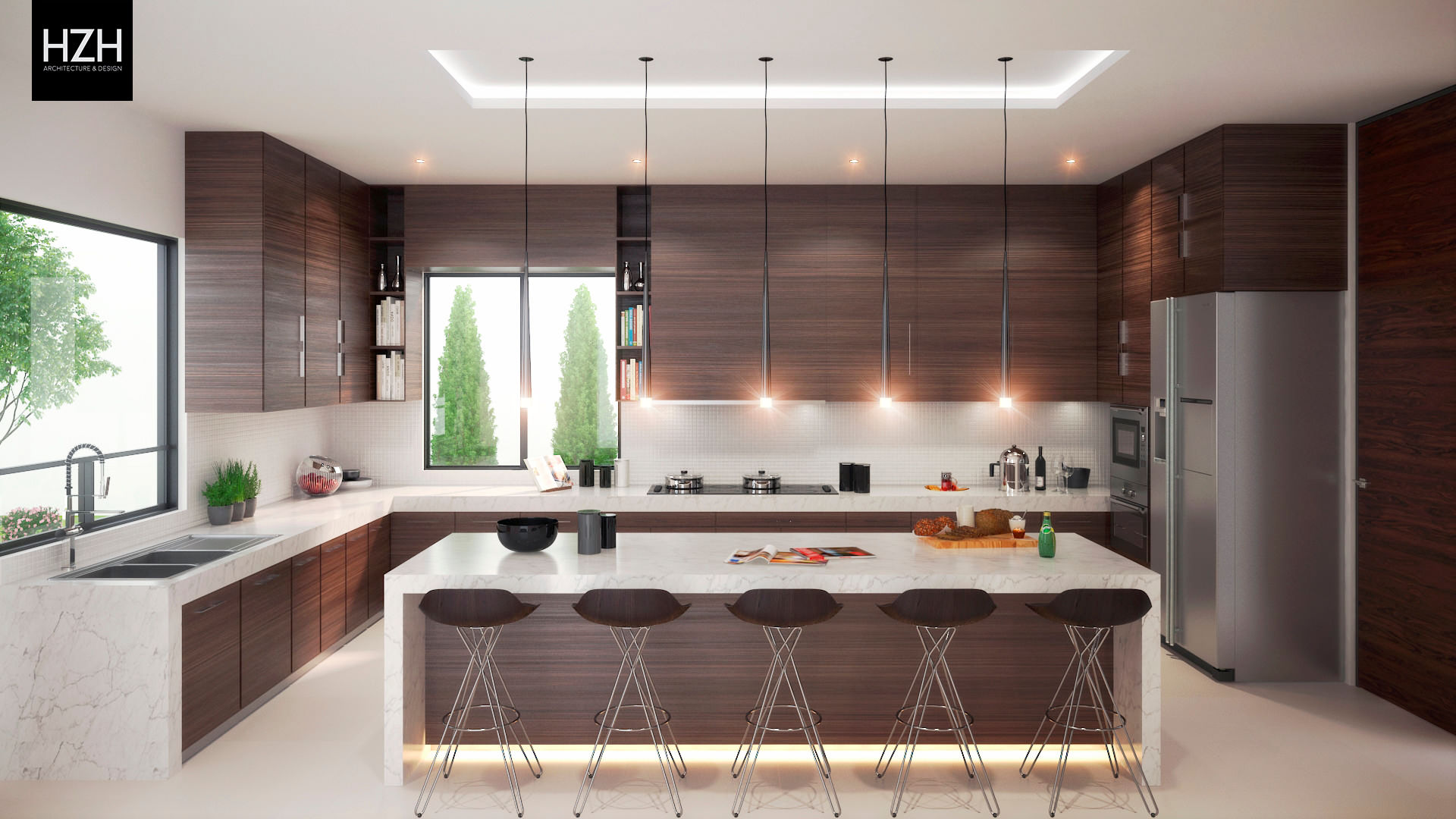 Diseño de cocina e interiores. HZH Arquitectura & Diseño Cocinas de estilo moderno