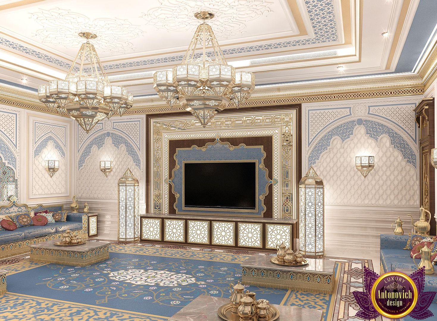 Interior design Arabic style of Katrina Antonovich, Luxury Antonovich Design Luxury Antonovich Design Salones asiáticos