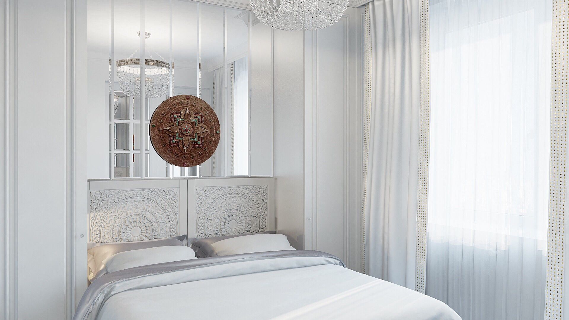 Эклектика в белом, Dots&points interior design studio Dots&points interior design studio Eclectic style bedroom