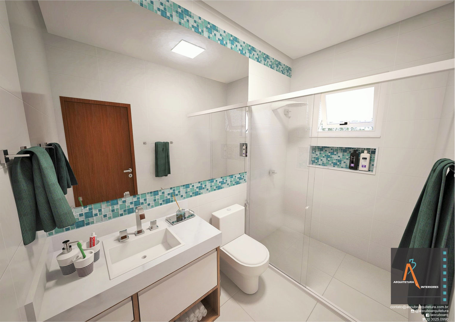 Banheiro suíte de hóspedes A|R, Ao Cubo Arquitetura e Interiores Ao Cubo Arquitetura e Interiores Modern bathroom