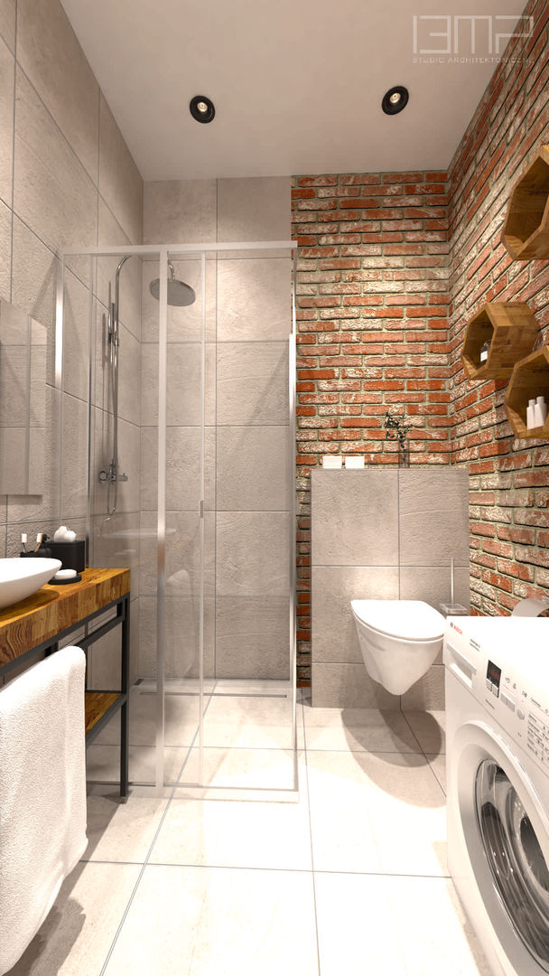 Mieszkanie w stylu Industrialnym, BMP Studio Architektoniczne BMP Studio Architektoniczne Industrial style bathroom