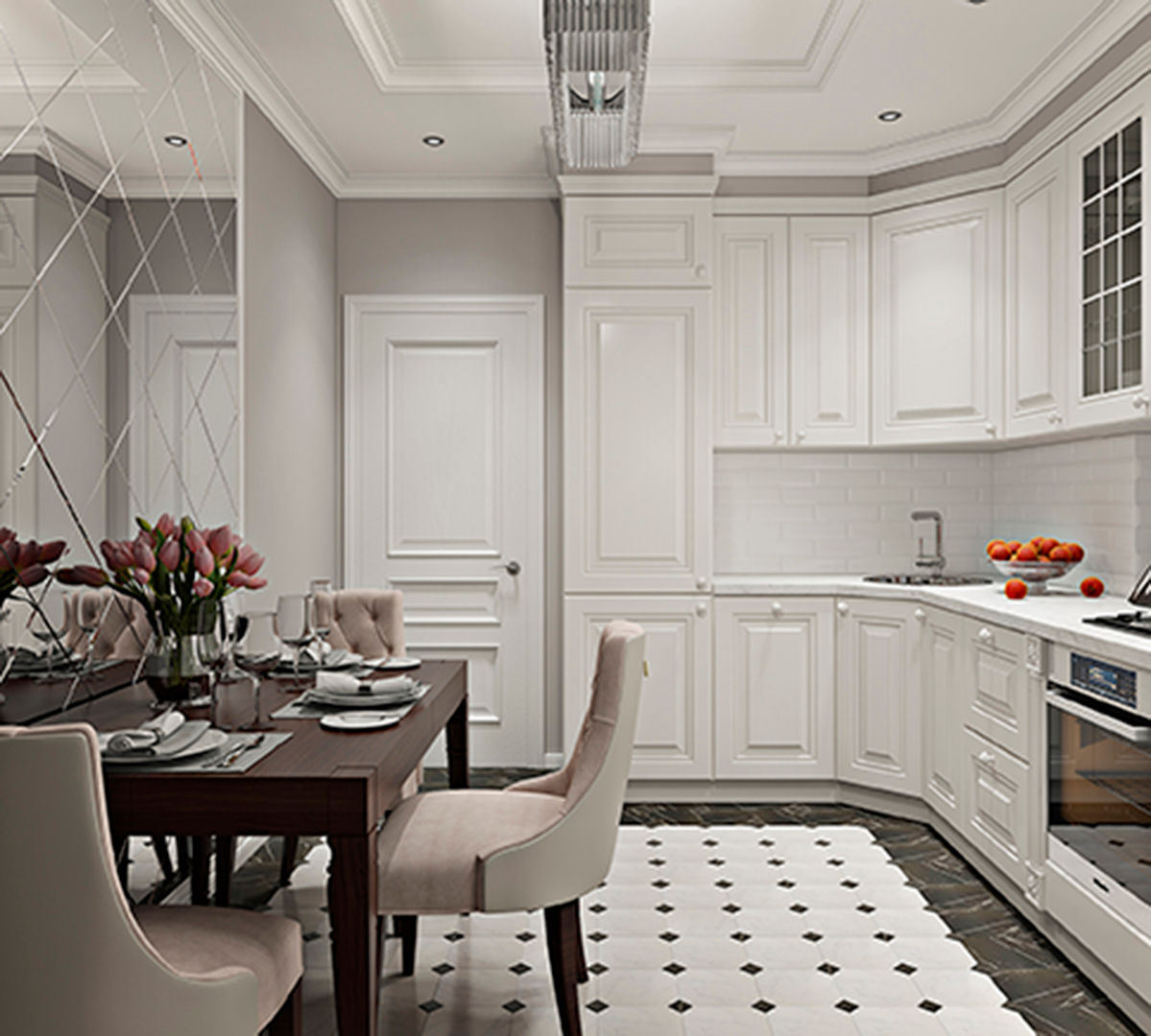 Дизайн двухкомнатной квартиры в стиле неоклассика, GM-interior GM-interior Кухня