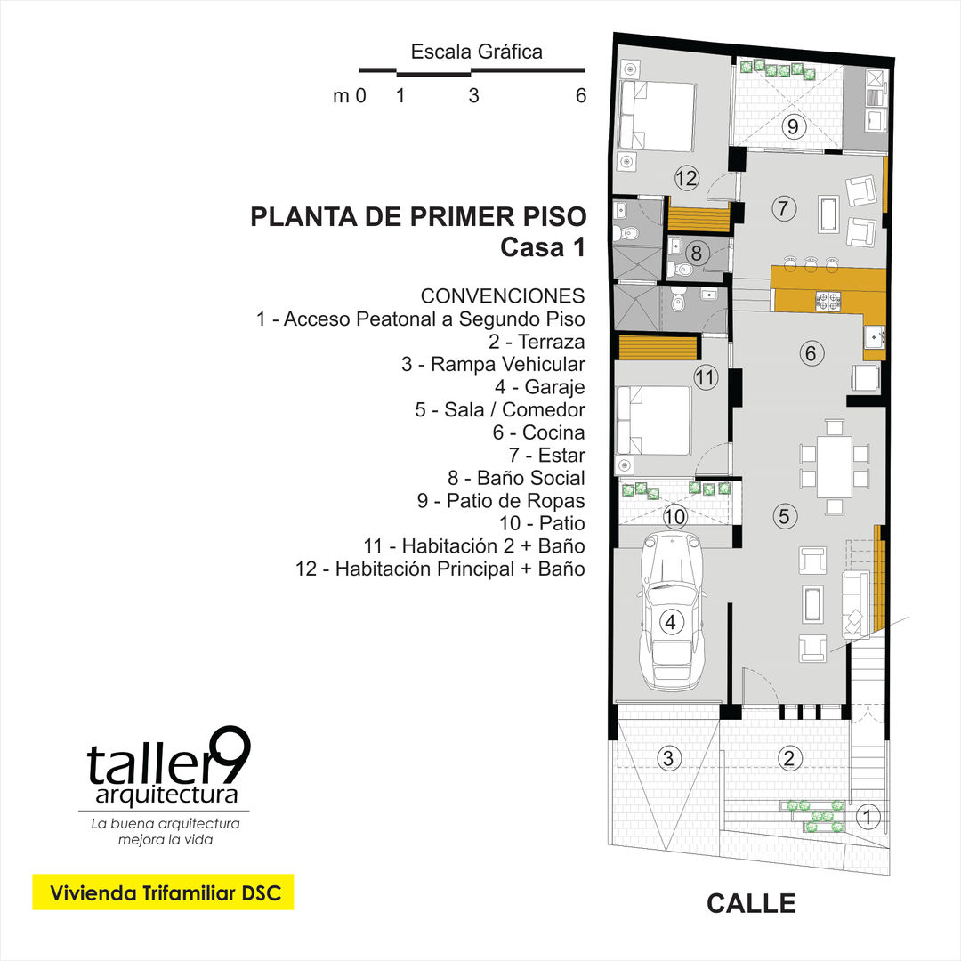 Planta de Primer Piso homify Casas modernas