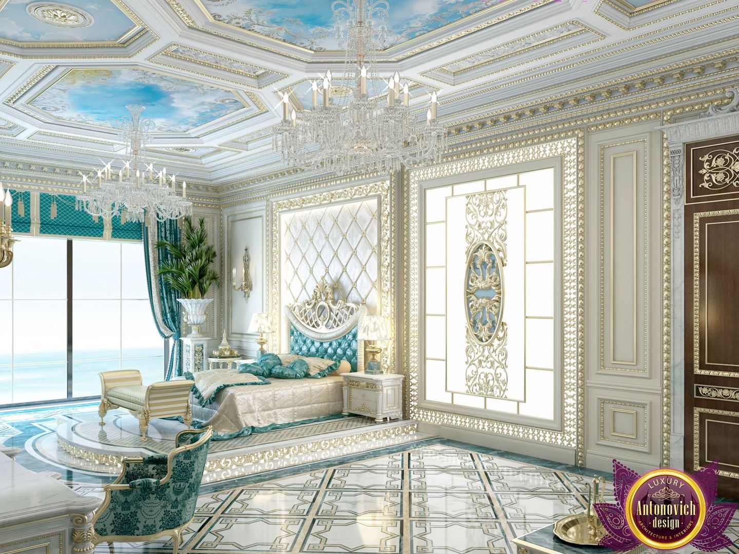 Palatial bedroom design of Katrina Antonovich, Luxury Antonovich Design Luxury Antonovich Design 클래식스타일 침실