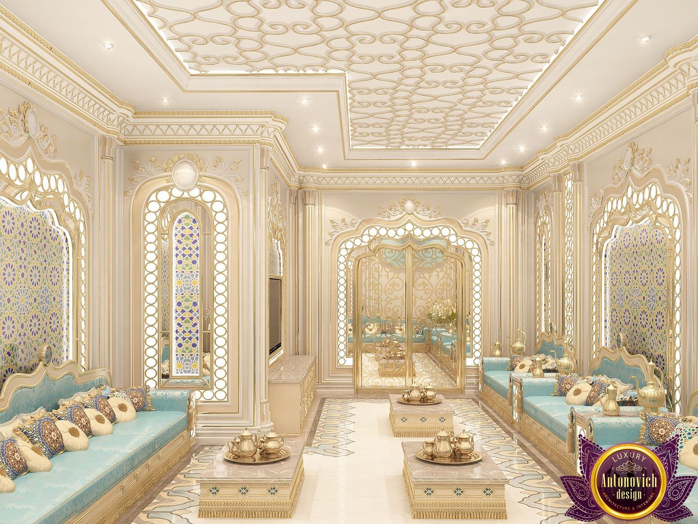 The charm of the oriental style interiors Katrina Antonovich , Luxury Antonovich Design Luxury Antonovich Design 아시아스타일 거실