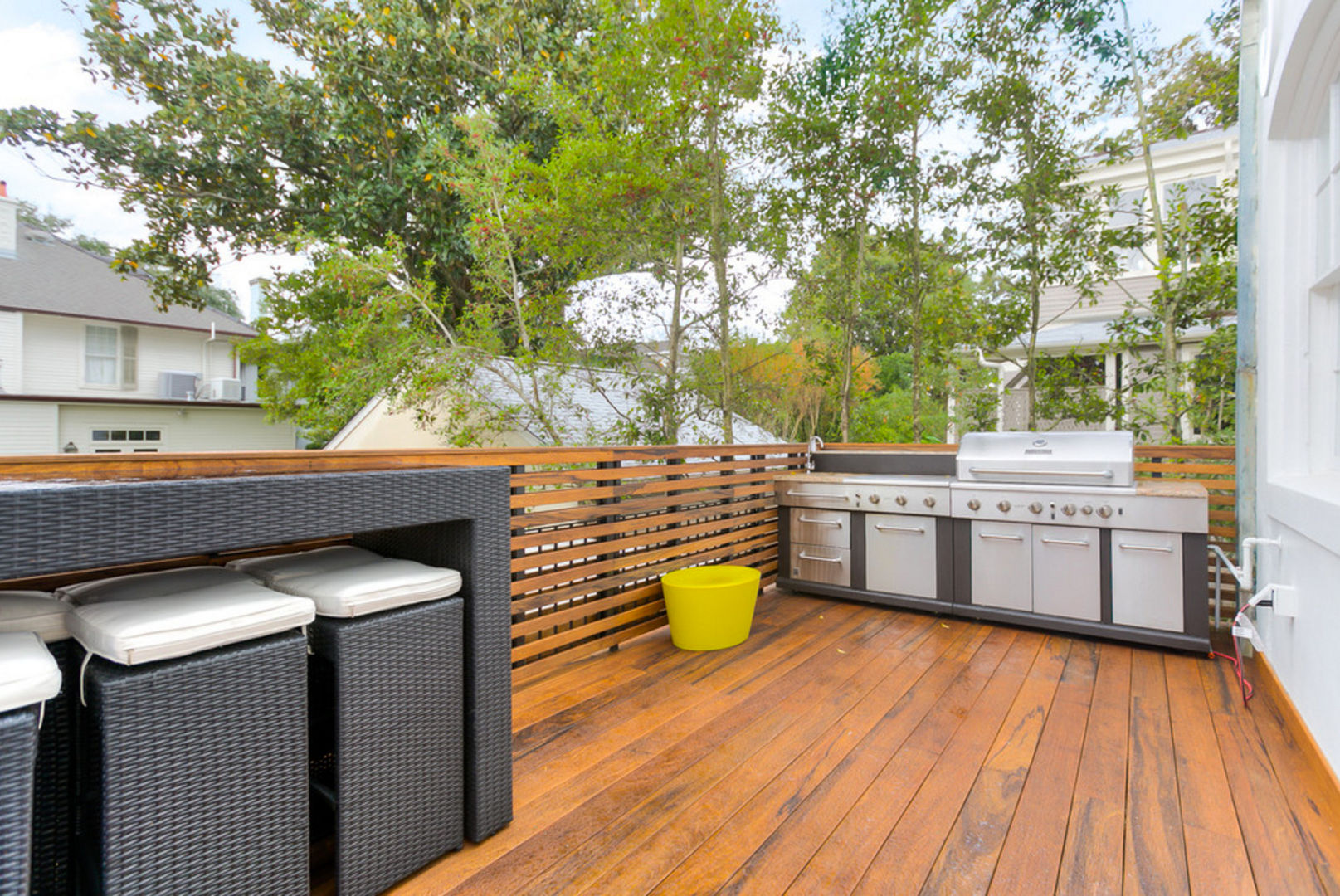 Nashville Avenue Residence, New Orleans studioWTA Eclectic style houses outdoor kitchen,ipe wood decking,ipe wood railing,elevated porch,studioWTA,Tracie Ashe,Natan Diacon-Furtado