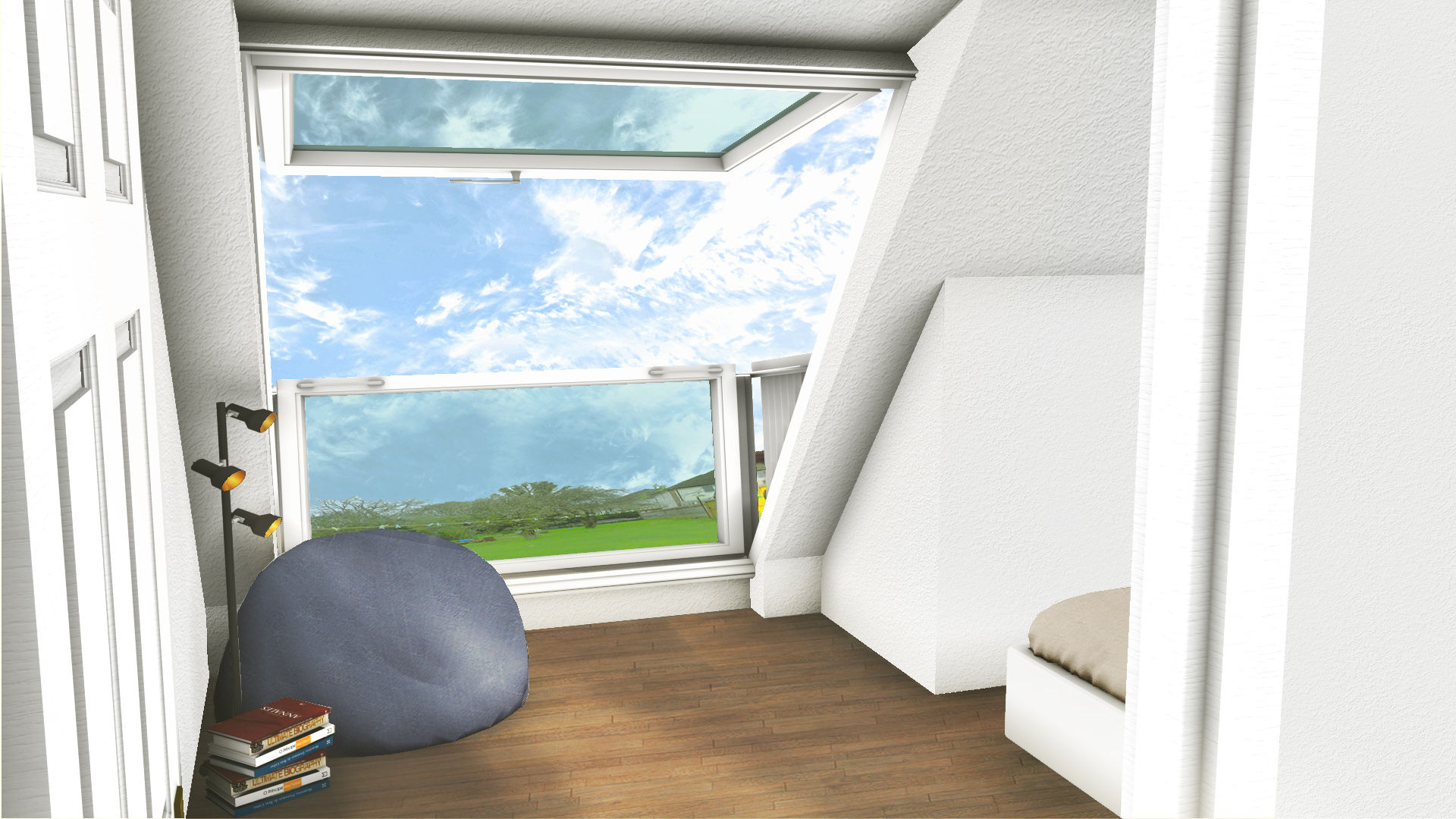 Balcony XTid Associates Balcony,skylight,views,double room,bedroom,family,3D,design,ventilation,windows