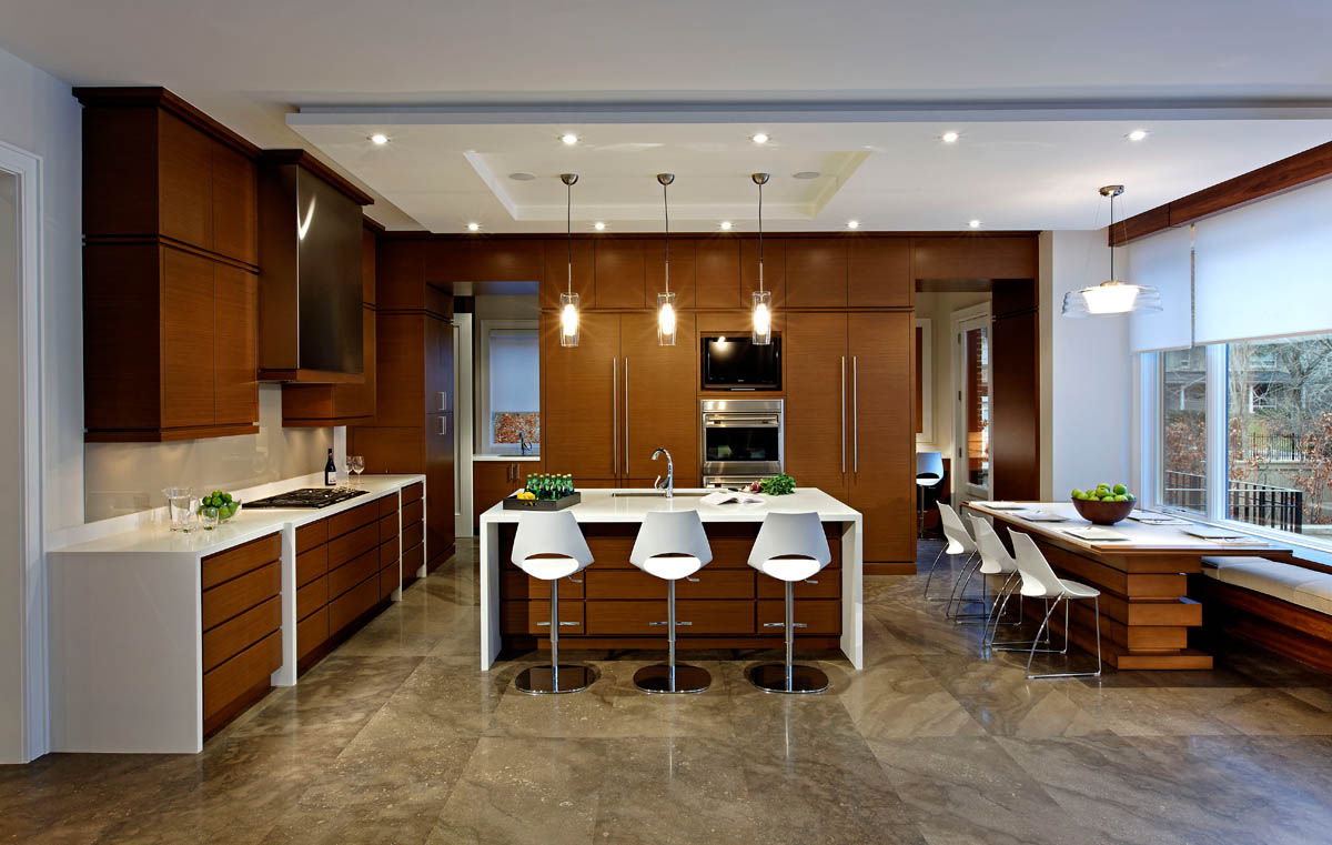 Kitchen Douglas Design Studio Modern kitchen Table,Furniture,Property,Wood,Cabinetry,Architecture,Tile flooring,Floor,Flooring,Wall