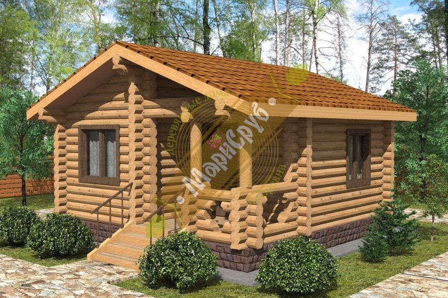 Одноэтажный дом с крыльцом "Солнечный", Марисруб Марисруб Casas de estilo clásico Derivados de madera Transparente