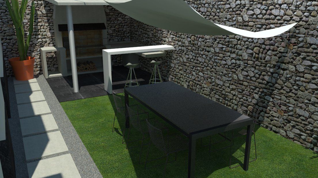 Patio con barbacoa homify Jardines modernos: Ideas, imágenes y decoración Hormigón