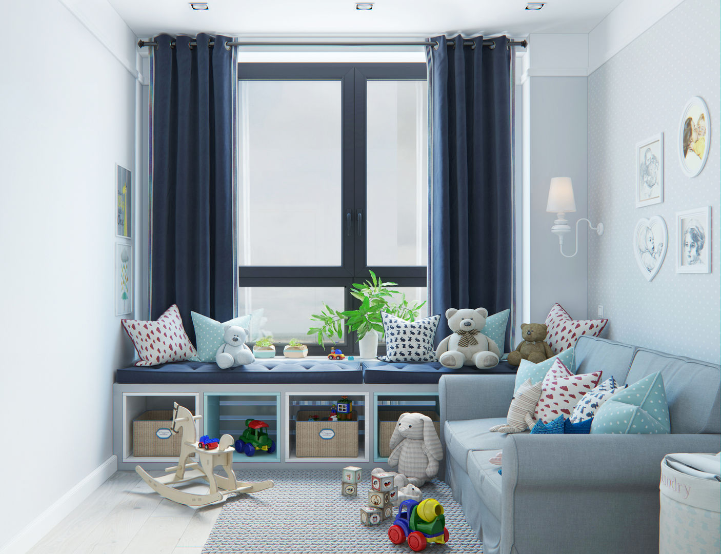 ДИЗАЙН ИНТЕРЬЕРА КВАРТИРЫ В ЖК "ФИЛИ ГРАД" 80м2, OM DESIGN OM DESIGN Minimalist nursery/kids room