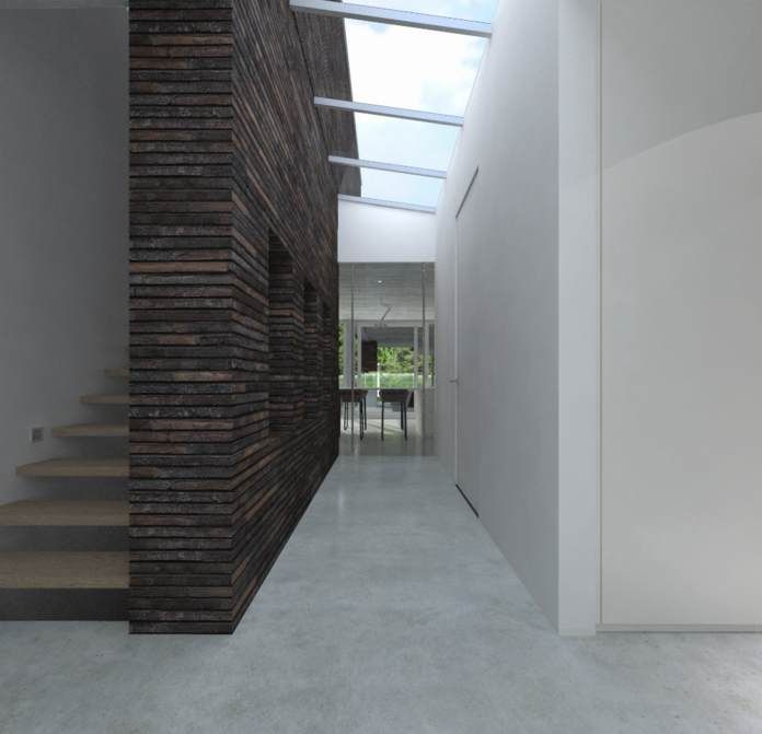 Landrover huis, Lab32 architecten Lab32 architecten Modern corridor, hallway & stairs Concrete