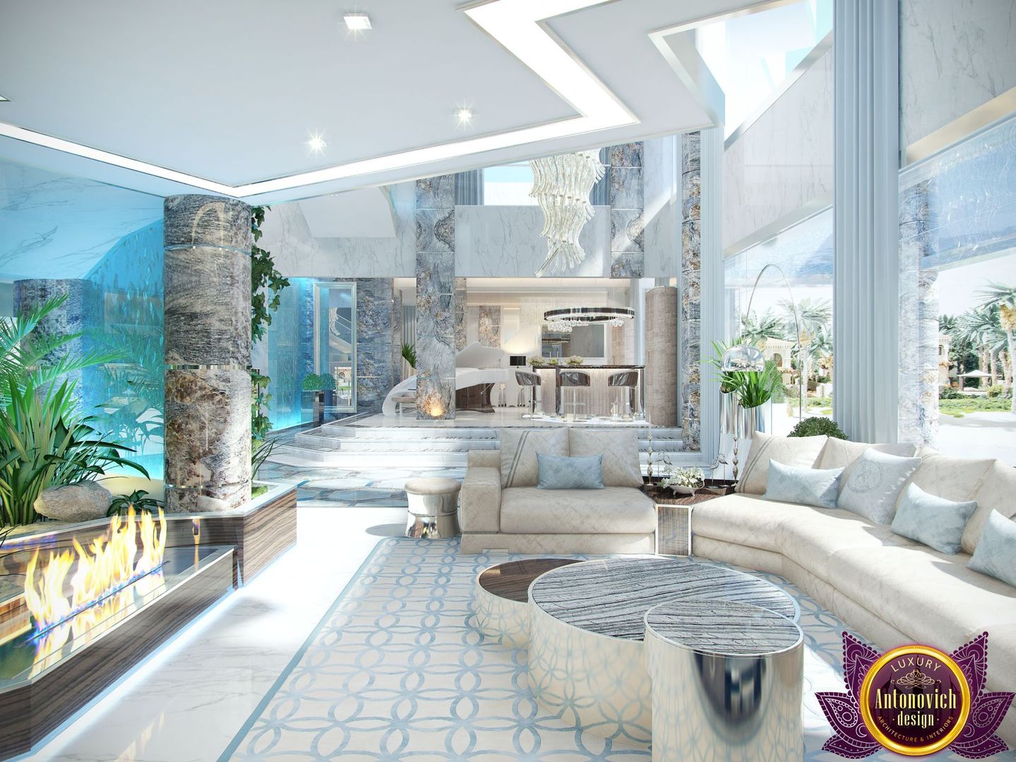 Luxury Modern Interior of Katrina Antonovich, Luxury Antonovich Design Luxury Antonovich Design ห้องโถงทางเดินและบันไดสมัยใหม่