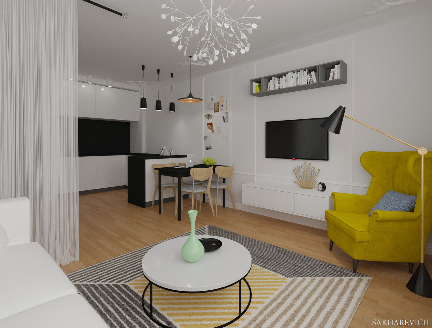 Дизайн квартиры в Таллине, Яна Сахаревич Яна Сахаревич Scandinavian style living room