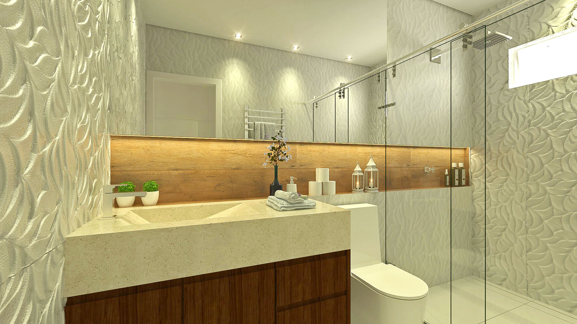 Banheiro clean, Bruna Rodrigues Designer de Interiores Bruna Rodrigues Designer de Interiores Kamar Mandi Gaya Eklektik
