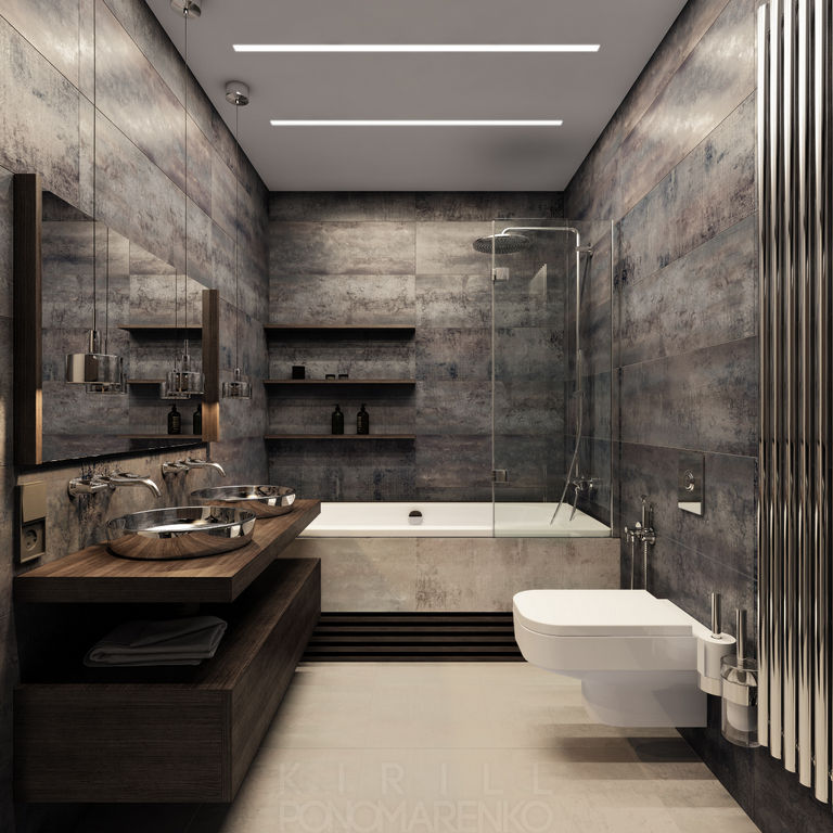 homify Baños de estilo industrial Azulejos